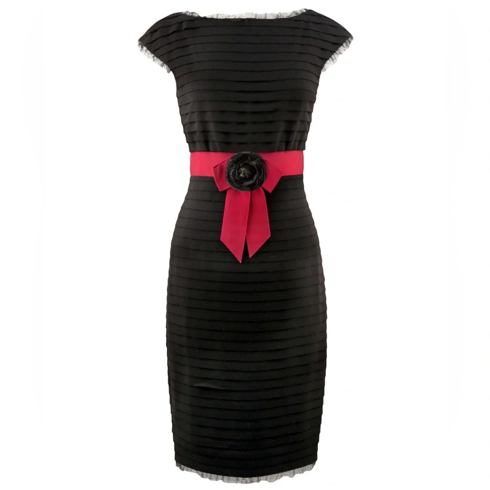 Chanel: Camellia Flower Bow Ribbon Tie Wool Dress (RARE) - Picture 3 of 16